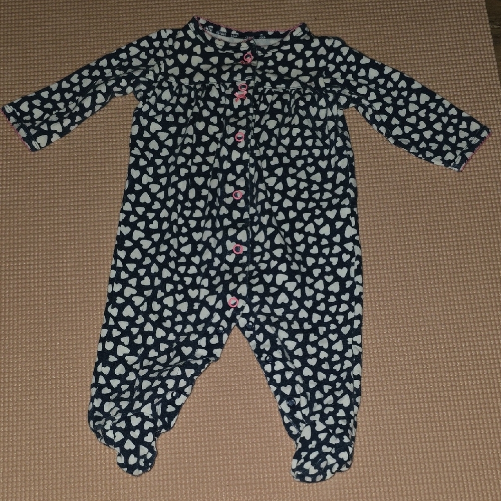 Carter's Navy and White Heart Footie
